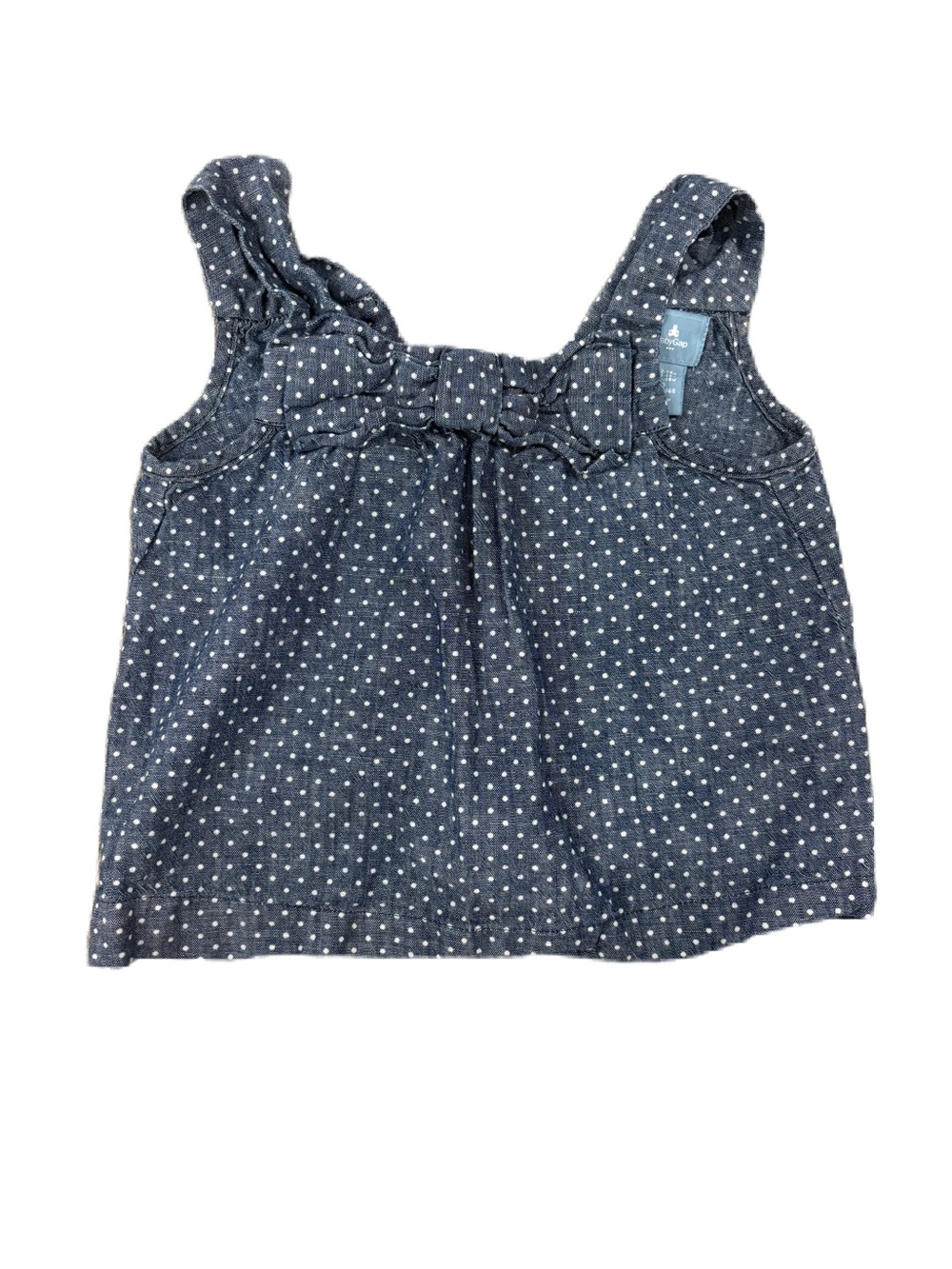 Baby GAP Navy Polka Dot Bow Tank Sleeveless Top - 12-18 months